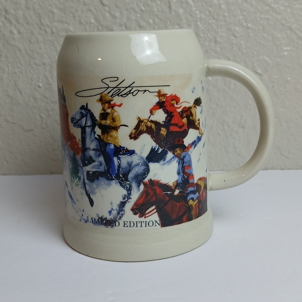 Stetson Limited Edition Western‎ Cowboy Horseback Riding Ceramic Beer Stein